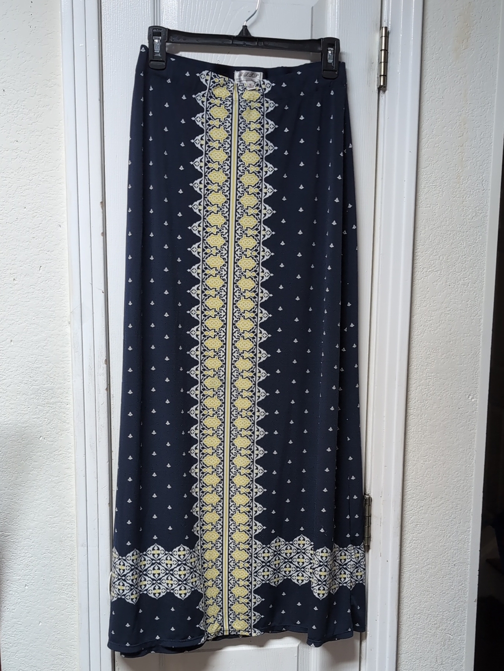 Navy Maxi Skirt with Yellow Center Panel